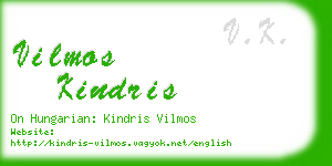 vilmos kindris business card